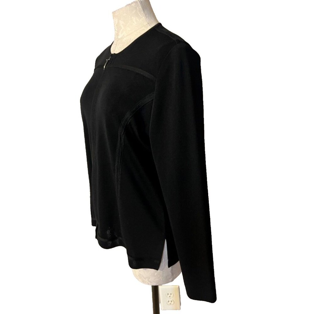 Misook Thin Cardigan Jacket Black S Small Zip Front Career Church Classic View 4